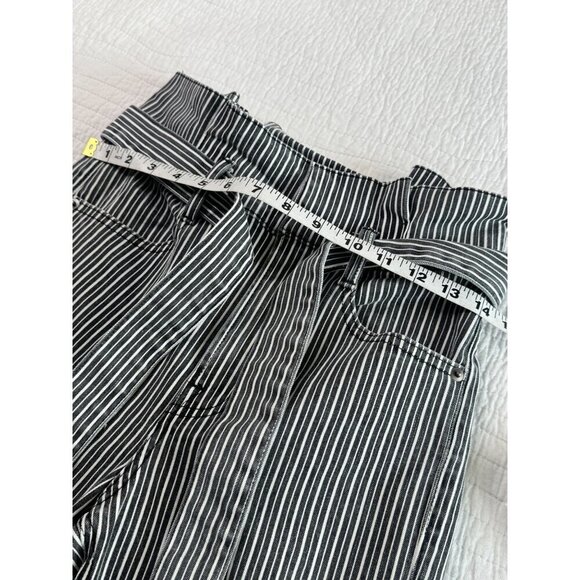 Frame Womens Black & White Striped High-Waist Belted Denim Jeans Size 26 - Picture 7 of 11